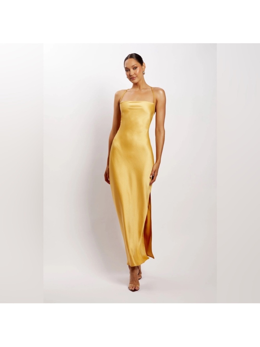 Meshki Marigold Satin Slip Maxi Dress